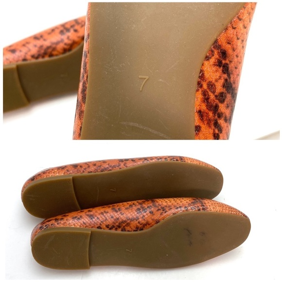 MADEWELL Cory Snakeskin Print Square toe Flats in Orange Size 7 - Picture 11 of 12